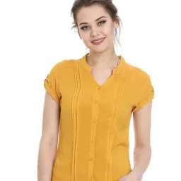 Identiti Mustard Viscose Regular Fit Shirt-image-26