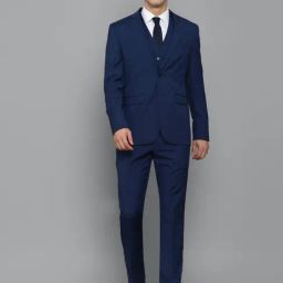 Allen Solly Navy Blue Slim Fit Checks Three Piece Suit-image-18
