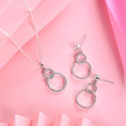 Clara 925 Silver Platinum Plated Swiss Zirconia Interlocked Ring Jewellery Set Gift for Women-image-26
