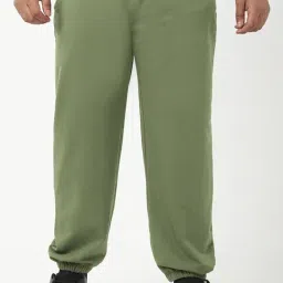 Bewakoof Green Blended Relaxed Fit Solid Plus Size Joggers-image-51