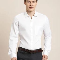 Turtle White Cotton Slim Fit Self Design Shirt-image-8
