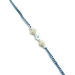 Karatcart Set of 3 Handmade Fish and Evil Eye Kundan Rakhis for Brother with Roli & Chawal image 5