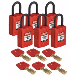 BRADY Lockout Padlock with 6 Keys Nylon Red, 55JY68 (Set of 6 Pcs)-image-114