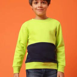Tales & Stories Kids Neon Green & Black Cotton Regular Fit Full Sleeves Sweatshirt-image-36