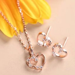 Clara 925 Silver Rose Gold Plated Swiss Zirconia Valentine Heart Jewellery Set Gift for Women-image-63