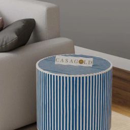 Casagold Teal Blue Drum Inlay Side Table - Waterfall-image-89