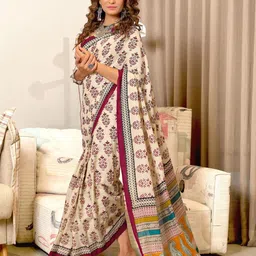Panzora Ajrak Printed Block Block Print Saree image 4