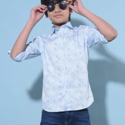 Crimsoune Club Kids Blue Printed Full Sleeves Shirt-image-16