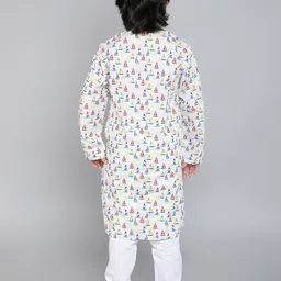 Little Clothings Boys Printed Regular Pure Cotton Kurta with Churidar image 5