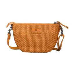 KOMPANERO Mustard Brielle Woven Medium Leather Cross Body Bag-image-44