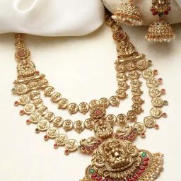 Panash Gold Plated Kundan Studded & Pearls Beaded Jewellery Set-43