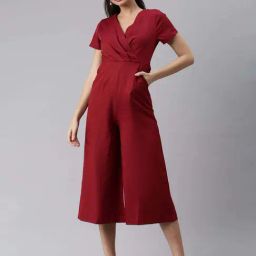 SHOWOFF Maroon Plain Jumpsuit-11