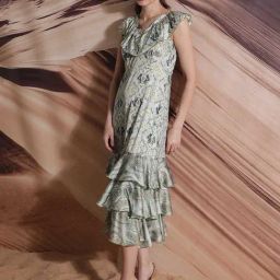 RAREISM Off White Polyester Printed Sleeveless Dress-image-49