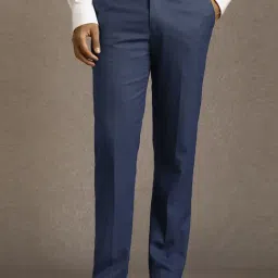 Louis Philippe Navy Slim Fit Texture Trousers-picture-37