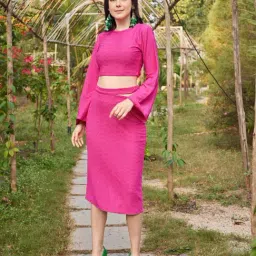 PURVAJA Pink Midi Co-Ord Set-image-42