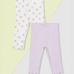 max Girls Pack Of 2 Printed Cotton Mid-Rise Ankle-Length Leggings-picture-1