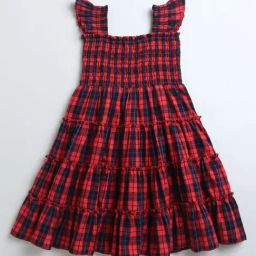 Zip Zap Zoop Girls Red Regular Fit Chequered Dress-image-89