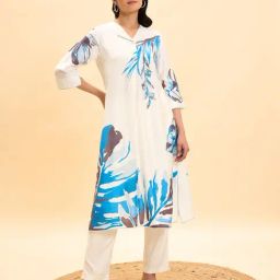 Marigold Lane Blue Linen Relaxed Fit Printed Kurta-picture-41