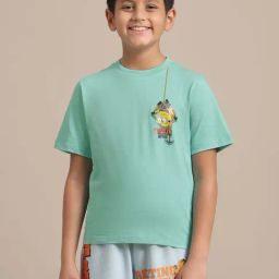 Kidsville Blue Cotton Printed T-Shirt-image-103