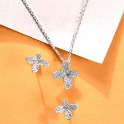 Clara 925 Silver Platinum Plated Swiss Zirconia Floral Jewellery Set Gift for Women-image-72