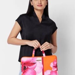 Caprese Orange & Pink Floral Large Handbag-image-94