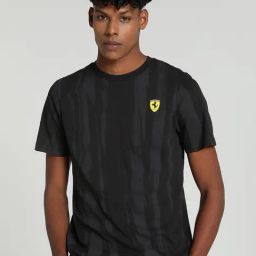Puma Scuderia Ferrari Race Black Cotton Regular Fit Printed Sports T-Shirt-image-24