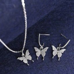 Clara 925 Silver Platinum Plated Swiss Zirconia Fia Butterfly Jewellery Set Gift for Women-image-16