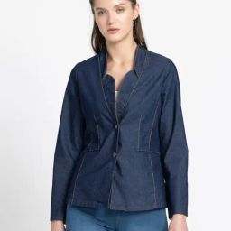 SHAYE Blue Regular Fit Blazer-image-38