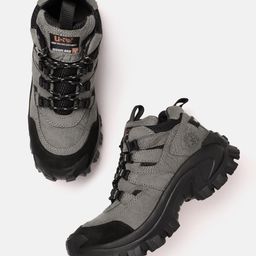 Woodland Men Textured Leather Trekking Shoes-image-92