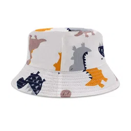 JENNA Unisex Kids White Self Design Sun Hat-9