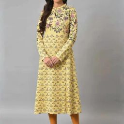 W Yellow Printed Kurta-image-58