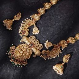 Panash Gold Plated Stone Studded & Beaded Jewellery Set-45