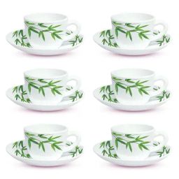 Larah by Borosil White Ceramic Opalware Cup and Saucer Set of 12 220ml-19