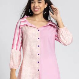 SHAYE Pink & White Striped Shirt-image-110
