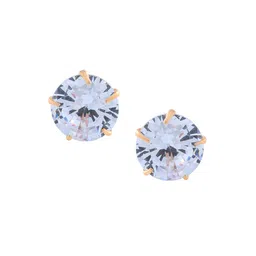 MEMOIR Gold Plated Solitaire Contemporary Drop Earrings-image-59
