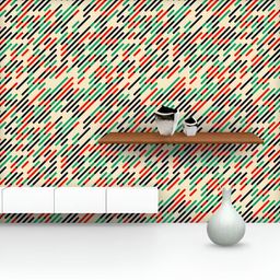 ArtzFolio Printed UV-Resistant Anti-Bacterial Red Green Diagonal Lines Peel & Stick Wallpaper-image-50