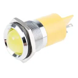 RS PRO Yellow Panel Mount Indicator 12V DC, Mounting Hole Size 22 mm, Termination Type Solder Tab, Model No 205892-3