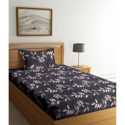 Arrabi Single Bed Cotton Bedsheet and Pillow Cover  Black-image-4