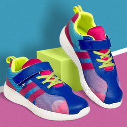 KazarMax Hopits Neon Abstract Designed Velcro Closure Sneakers - Blue-image-82