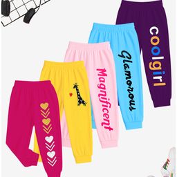KUCHIPOO Pack Of 5 Giraffe & Text  Printed Track Pants - Multi Colour-image-50