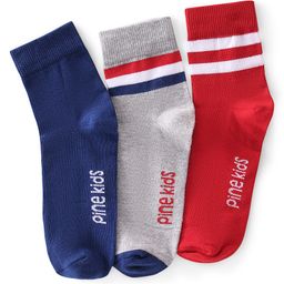Pine Kids Knit Ankle Length Silvadur Antimicrobial Striped Socks Pack Of 3 ( Color May Vary )-image-66