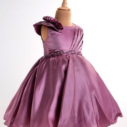 Bluebell Satin Sleeveless Dress with Floral Applique - Wine-image-58