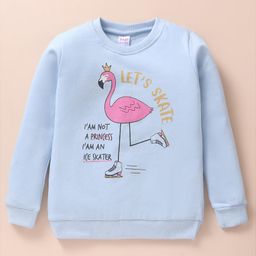 Tango Fleece Knitted Full Sleeves Text & Swan Printed Sweatshirt - Sky Blue-image-68