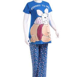 Bella Mama Disney Cotton Knit Half Sleeves Nursing Night Suit with Winnie the Pooh Graphics - Blue-picture-25