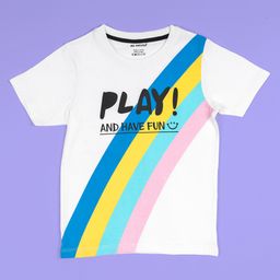 Be Awara Cotton Half Sleeves Play And Have Fun Text Printed Tee - White-image-74