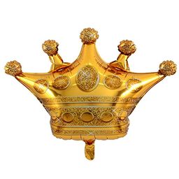 Decor Mantra crown shape foil balloon for prince princess birthday decoration items - Gold - Pack of 1-13