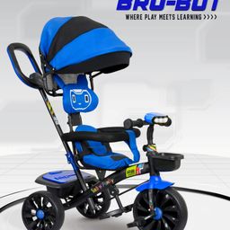 Tricycle With Light & Music|Non-slip Pedals| Storage Box|Plug & Play Assembly -Blue-17
