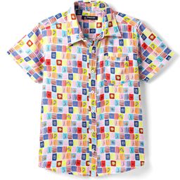 Pine Kids Viscose Woven Half Sleeves Shirt with Sea life Print - Red & Blue-image-74