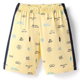 Taeko Single Jersey Knit Knee Length Shorts With Text Print - Yellow-image-87