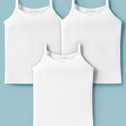 BUMZEE Cotton Sleeveless Solid Color Slips Pack of 3 - White-picture-45